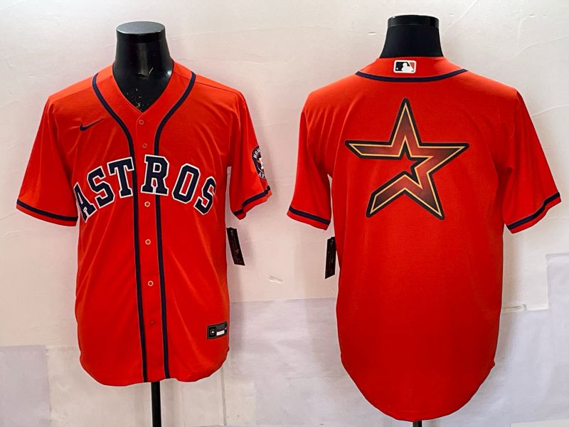 Men 2025 Houston Astros Blank Orange Nike MLB Jersey style 066